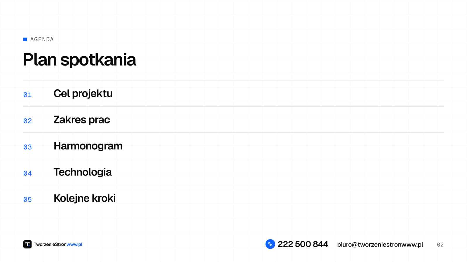 Slajd – agenda – podgląd