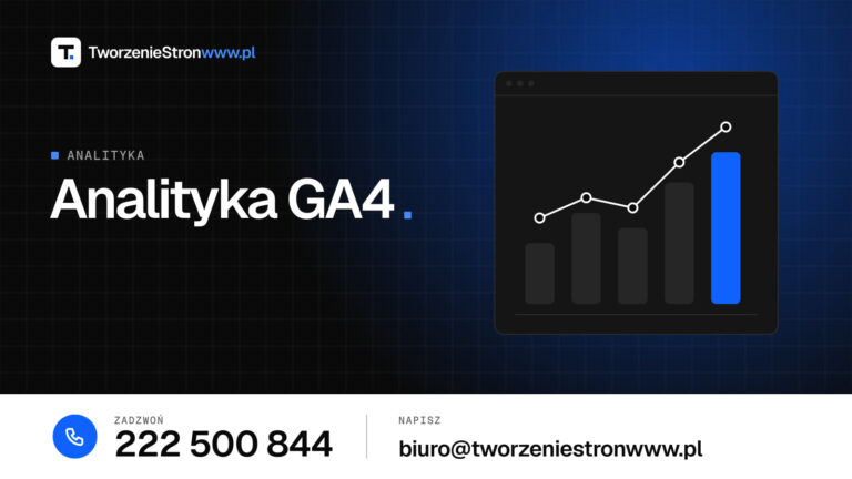 Analityka GA4 – grafika do artykułu „GA4 i Google Tag Manager – jak ustawić pomiar na stronie firmowej”