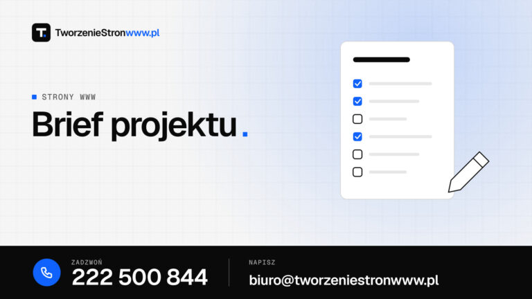 Brief projektu – grafika do artykułu „Jak przygotować brief strony internetowej – lista pytań przed startem”