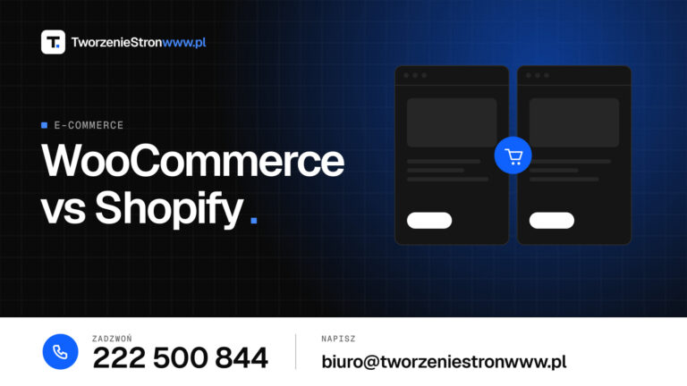 WooCommerce vs Shopify – grafika do artykułu „WooCommerce czy Shopify – którą platformę wybrać dla sklepu”